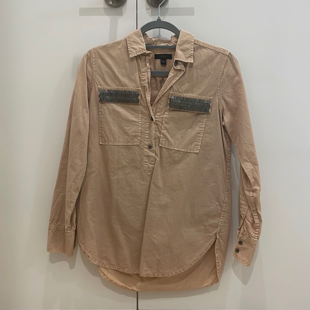 Cute blush pink J Crew shirt with beading detail